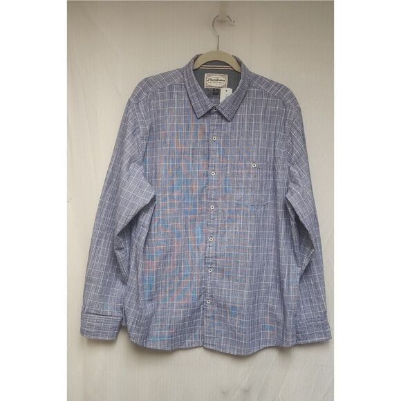 Stitch Fix Flag & Anthem Men's Chambray Blue Striped Pocket Button-Up Shirt XL - Picture 4 of 7